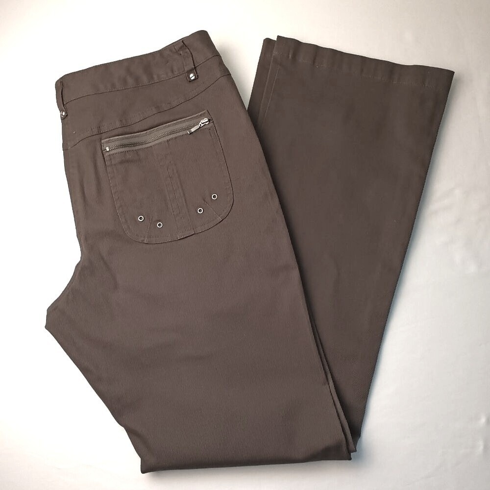 Spanner Womens Twill Zipper Pocket Straight Leg Pants Size 12 Brown Casual